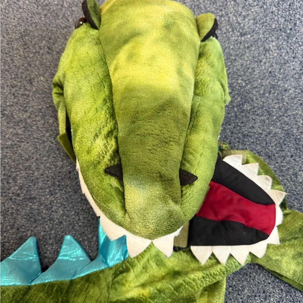 Pottery Barn Kids Green Dinosaur Costume with Blue Spikes